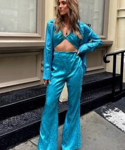 ACOA St. Barths Aqua Jacquard Pants CLOTHING