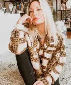 HYFVE Captivate Camel Plaid Shacket CLOTHING