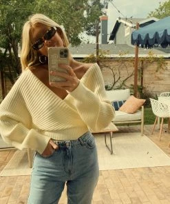 THE FREE YOGA Freemont Ivory Surplice Sweater