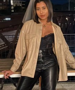 ACOA Owen Nude Vegan Leather Shirt Jacket