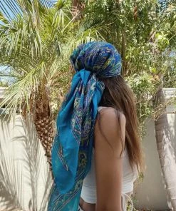 KARMA HIGHWAY Penelope Blue Paisley Silk Scarf