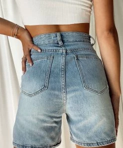 WINK Dylan Light Blue Asymmetrical Denim Shorts 16 WINK Dylan Light Blue Asymmetrical Denim Shorts