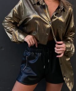 ACOA Ashland Metallic Gold Button Up New Arrivals