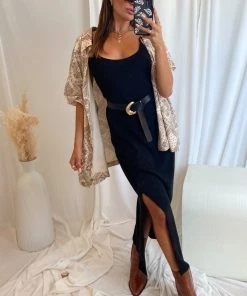 HEY BABE Gemma Black Midi Dress