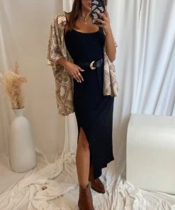 HEY BABE Gemma Black Midi Dress