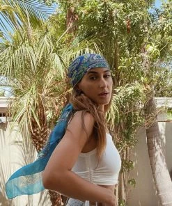 KARMA HIGHWAY Penelope Blue Paisley Silk Scarf