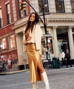 Audrey 3 + 1 Ventura Gold Maxi Slip Dress