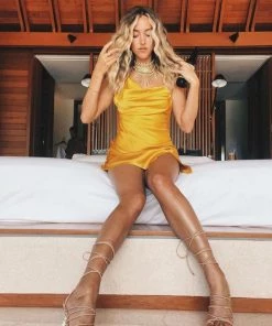 BEIGE BOTANY CLOTHING San Marino Gold Mini Dress