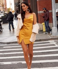 BEIGE BOTANY CLOTHING San Marino Gold Mini Dress