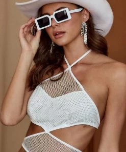 Lucent New Arrivals Divida White Rectangle Sunglasses