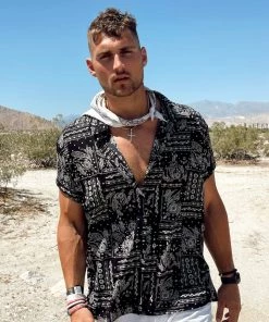 Emory Park Vaughn Black Bandana Camp Shirt CLOTHING