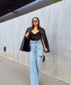 ET CLET London Time Black Satin Top CLOTHING