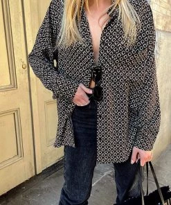 ACOA Ashland Black Geo Button Up CLOTHING