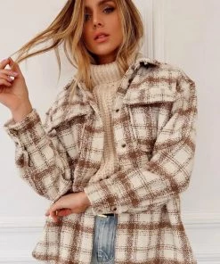 Cezele Hotel California Beige Plaid Jacket CLOTHING