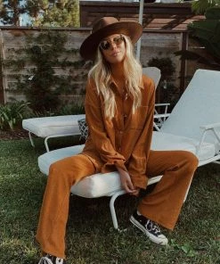 WINK CLOTHING Livingston Rust Button Down Top