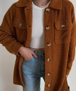 LISTICLE New Arrivals Better Off Rust Sherpa Shacket