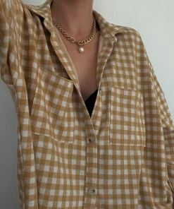 Emory Park Williamsburg Honey Checkered Shacket CLOTHING