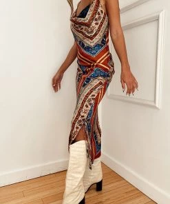 ACOA Dayna Rust Midi Dress CLOTHING