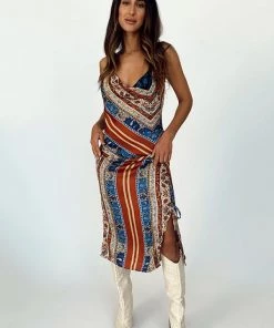 ACOA Dayna Rust Midi Dress CLOTHING