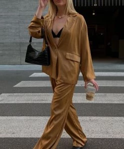 LE LIS Halley Bronze Satin Blazer