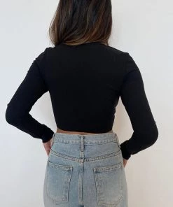 BEIGE BOTANY Ryann Black Long Sleeve Top