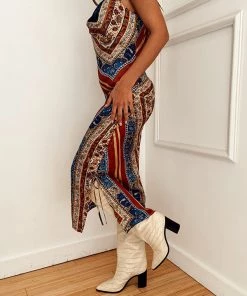 ACOA Dayna Rust Midi Dress CLOTHING