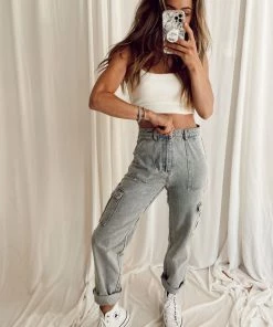 BEIGE BOTANY New Arrivals Eden Light Wash Cargo Pocket Jeans