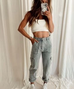 BEIGE BOTANY New Arrivals Eden Light Wash Cargo Pocket Jeans