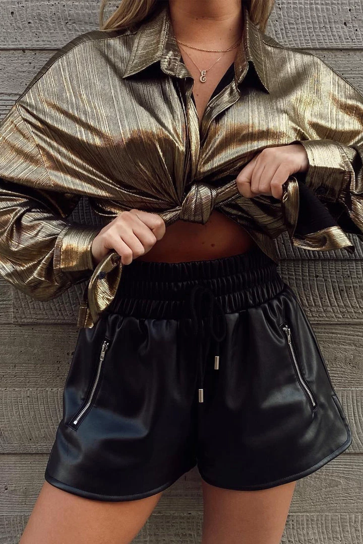 ACOA Presley Black Vegan Leather Shorts 4 ACOA Presley Black Vegan Leather Shorts