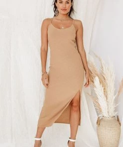 HEY BABE Gemma Tan Midi Dress CLOTHING
