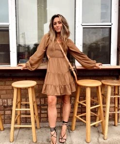 LE LIS Jolene Taupe Cutout Mini Dress