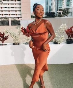 BEIGE BOTANY CLOTHING San Marino Rust Midi Dress