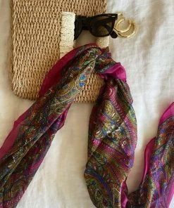 KARMA HIGHWAY New Arrivals Penelope Pink Paisley Silk Scarf