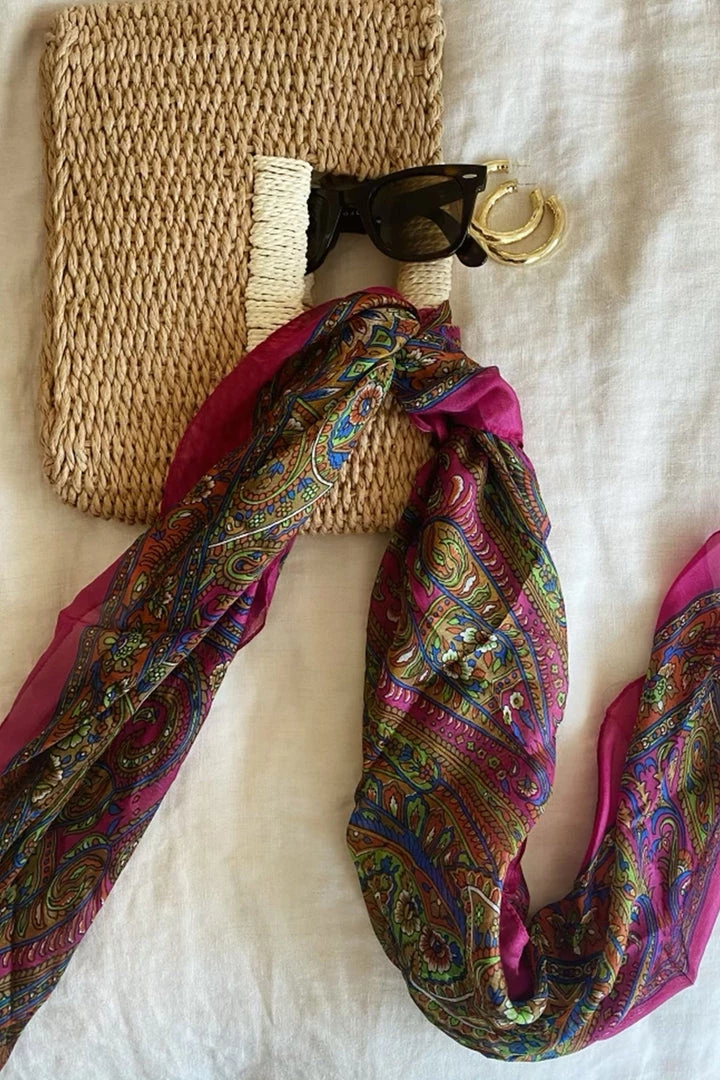 KARMA HIGHWAY New Arrivals Penelope Pink Paisley Silk Scarf 3 KARMA HIGHWAY New Arrivals Penelope Pink Paisley Silk Scarf