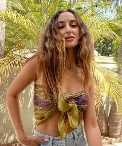 KARMA HIGHWAY New Arrivals Penelope Green Paisley Silk Scarf