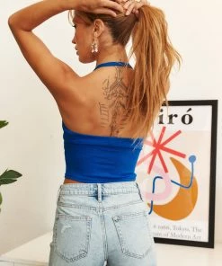 ET CLET CLOTHING Valentina Royal Blue Halter Top