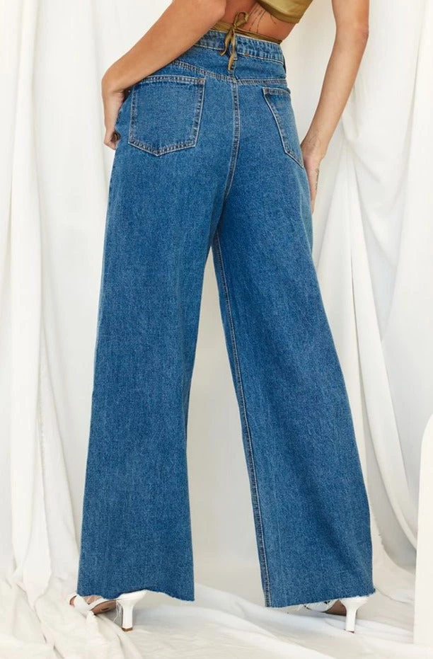 BEIGE BOTANY Lincoln Blue High Rise Wide Leg Jeans 4 BEIGE BOTANY Lincoln Blue High Rise Wide Leg Jeans