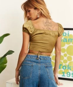 WINK Kennedy Satin Olive Top CLOTHING