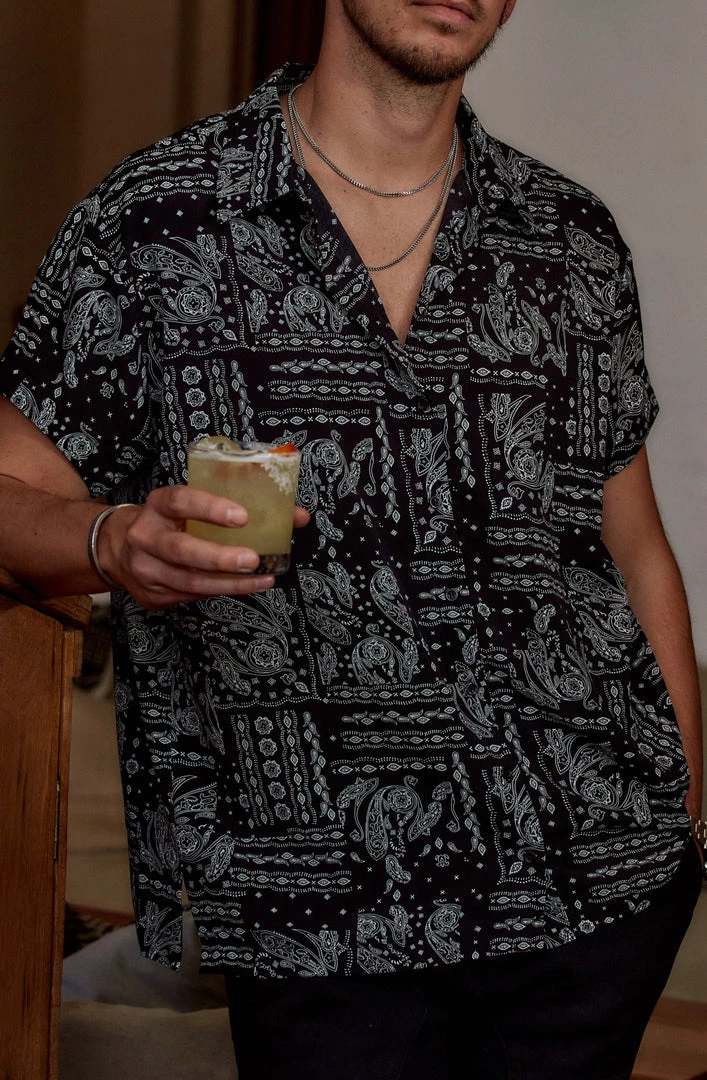 Emory Park Vaughn Black Bandana Camp Shirt CLOTHING 11 Emory Park Vaughn Black Bandana Camp Shirt CLOTHING