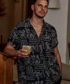 Emory Park Vaughn Black Bandana Camp Shirt CLOTHING 28 Emory Park Vaughn Black Bandana Camp Shirt CLOTHING