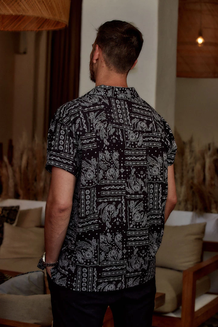 Emory Park Vaughn Black Bandana Camp Shirt CLOTHING 7 Emory Park Vaughn Black Bandana Camp Shirt CLOTHING