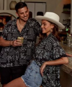 Emory Park Vaughn Black Bandana Camp Shirt CLOTHING 29 Emory Park Vaughn Black Bandana Camp Shirt CLOTHING