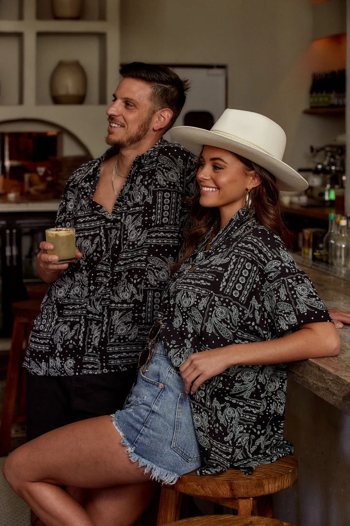 Emory Park Vaughn Black Bandana Camp Shirt CLOTHING 13 Emory Park Vaughn Black Bandana Camp Shirt CLOTHING