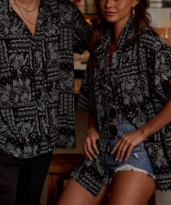 Emory Park Vaughn Black Bandana Camp Shirt CLOTHING 27 Emory Park Vaughn Black Bandana Camp Shirt CLOTHING