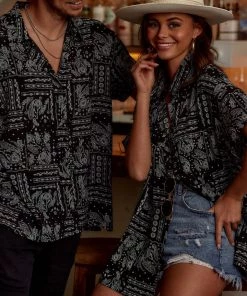 Emory Park Vaughn Black Bandana Camp Shirt CLOTHING 18 Emory Park Vaughn Black Bandana Camp Shirt CLOTHING