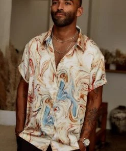 ACOA Vaughn Rust Marble Camp Shirt 18 ACOA Vaughn Rust Marble Camp Shirt