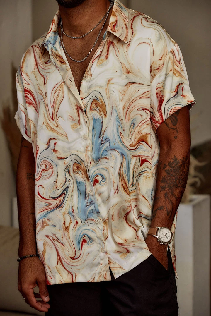 ACOA Vaughn Rust Marble Camp Shirt 5 ACOA Vaughn Rust Marble Camp Shirt