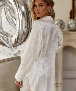 ACOA CLOTHING Willow White Jacquard Tie Top