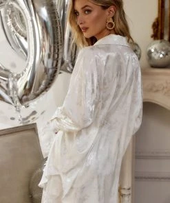 ACOA CLOTHING Willow White Jacquard Tie Top