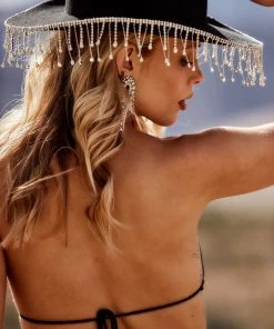 HUAYI HATS New Arrivals Dolly Black Cowboy Fringe Hat